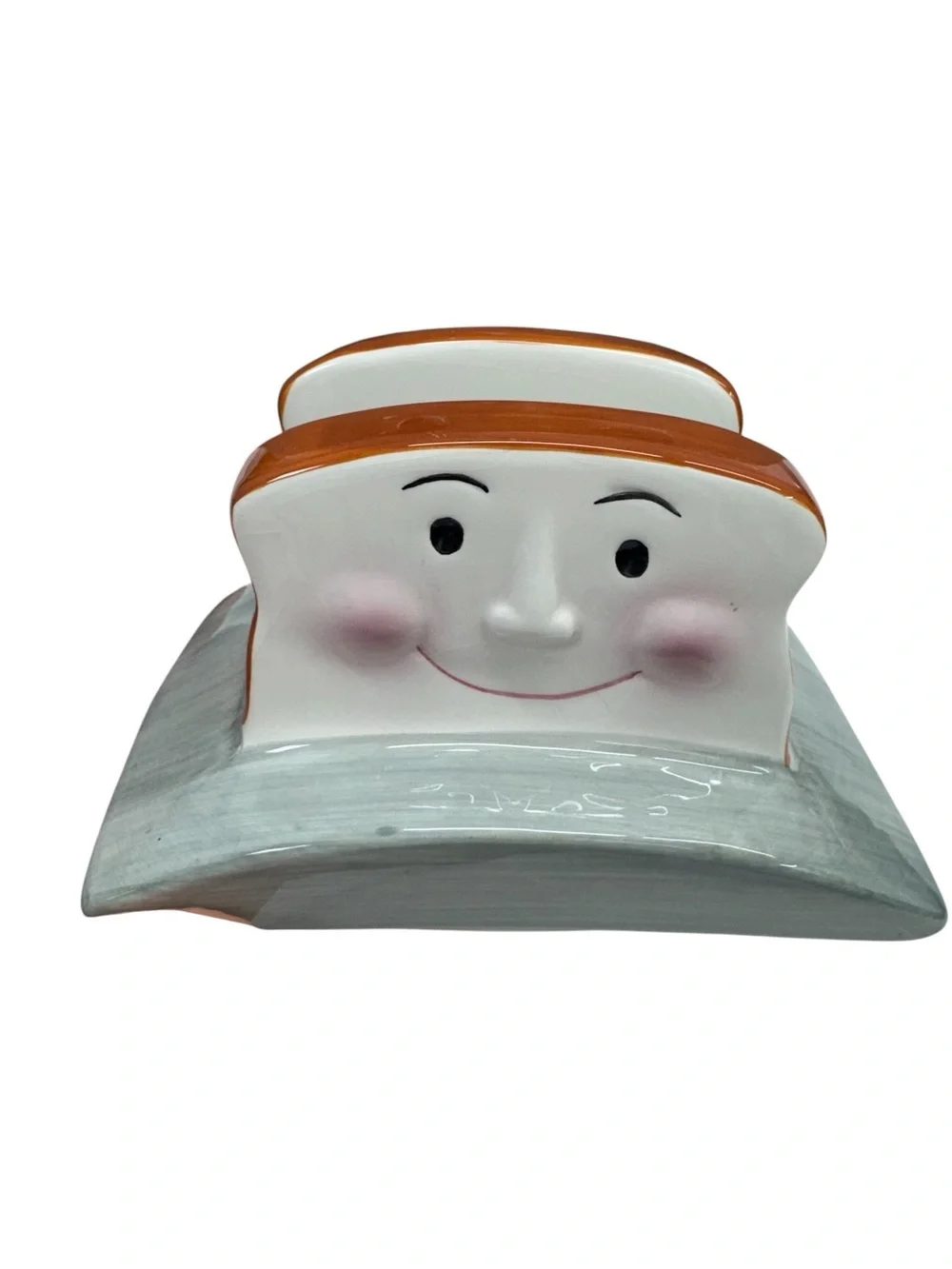 Vintage Clay Art Smiling Toaster Cookie Jar.